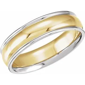 14K White/Yellow/White 6 mm Grooved Band Size 8
