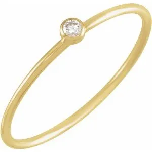 14K Yellow .03 CT Diamond Stackable Ring Size 6