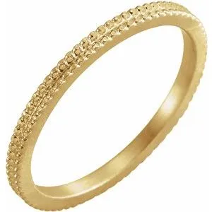 14K Yellow 1.5mm Beaded Band Size 7