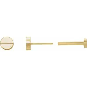 14K Yellow 4.9 mm Geometric 6 mm Press Fit Back Earrings