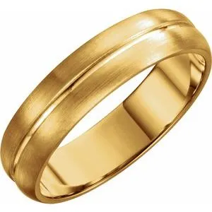 14K Yellow 5 mm Grooved Band with Brush Finish Size 8.5