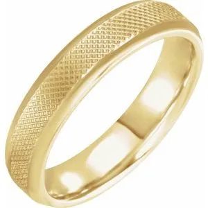 14K Yellow 5 mm  Knurled Beveled-Edge Band Size 9