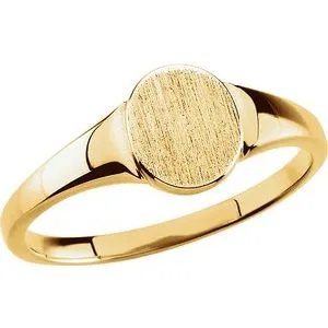 14K Yellow 7x6 mm Oval Signet Ring Size 4