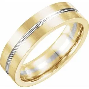 14K Yellow & White 6 mm Grooved Band Size 10