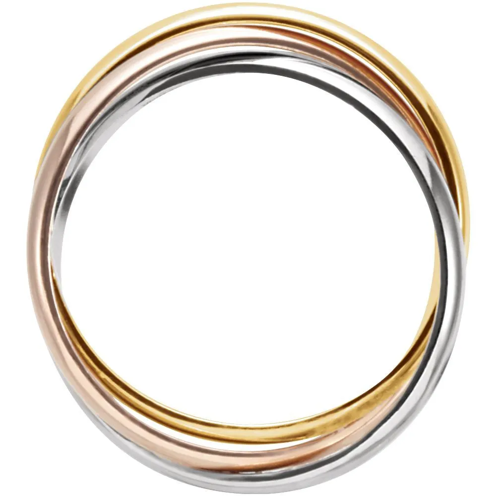 14K Yellow & White & Rose Gold 3-Band Rolling Ring Size 12.5