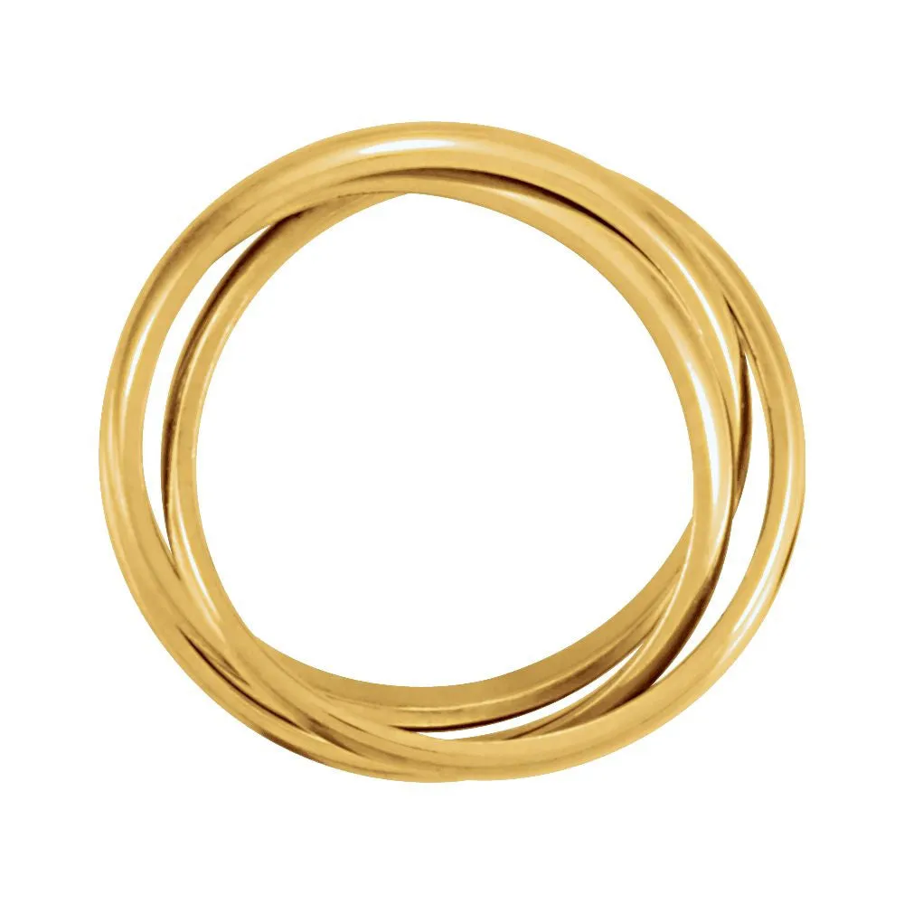 14k Yellow Gold 2.5mm 3-Band Rolling Ring Size 5