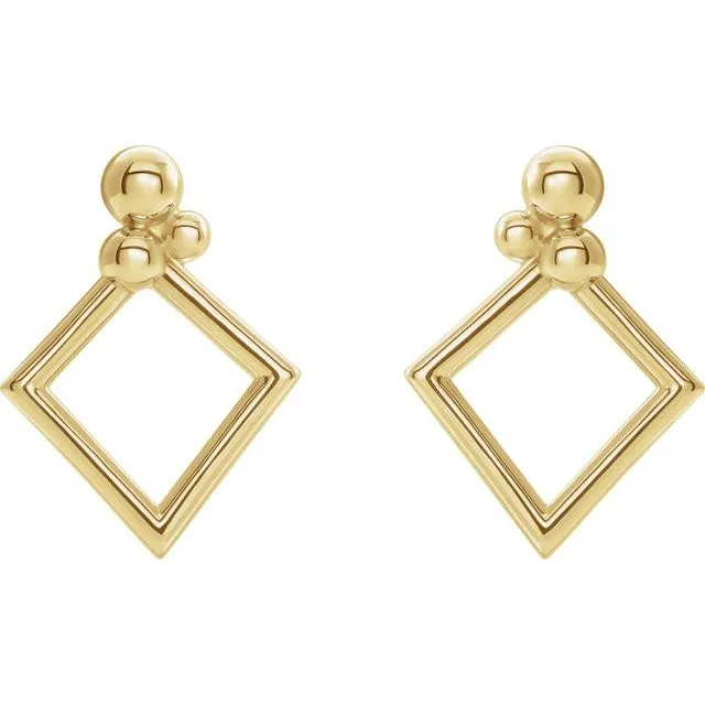 14K Yellow Gold Geometric Earrings