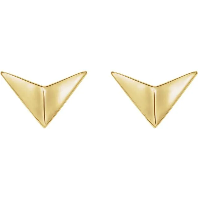 14K Yellow Gold Geometric Earrings
