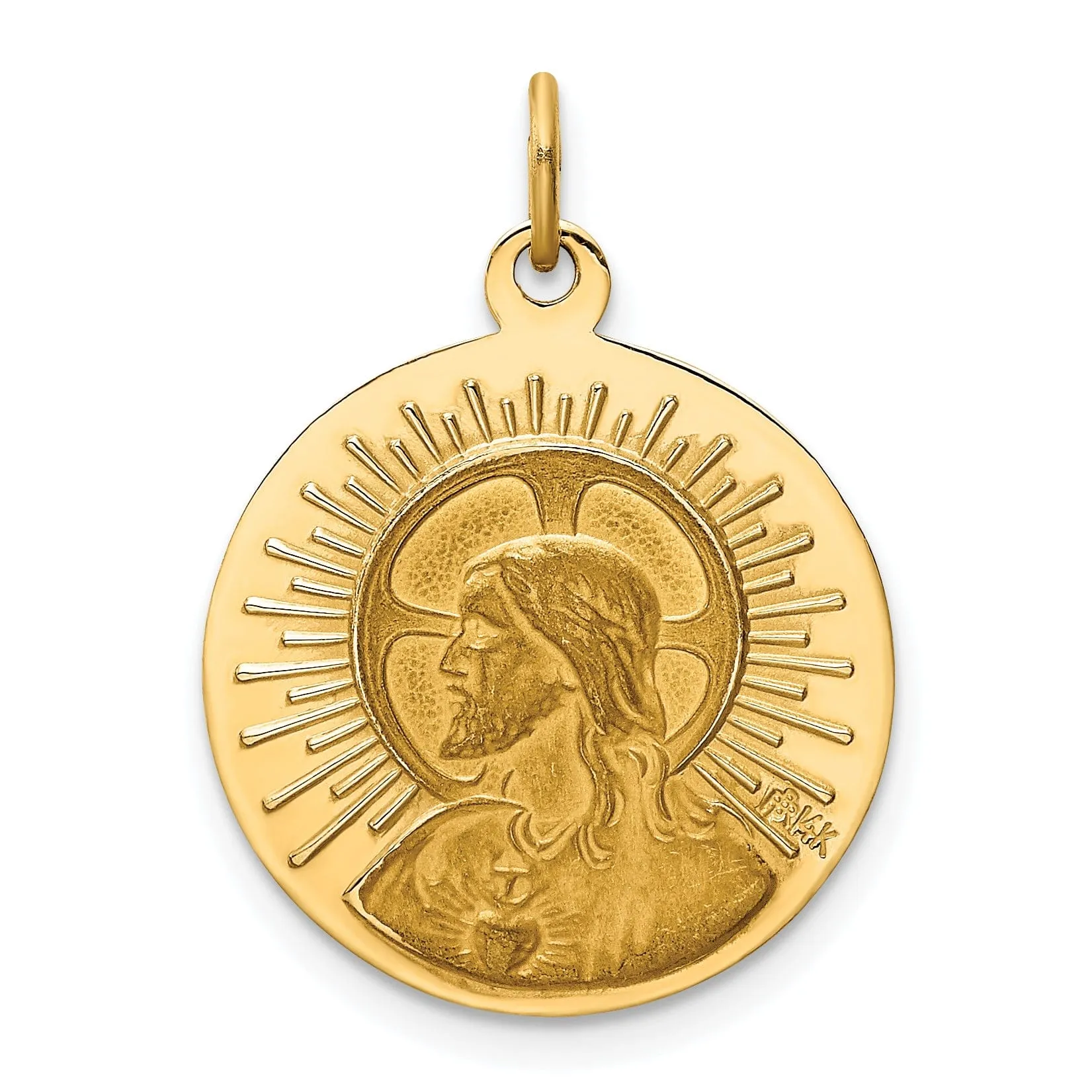 14k Yellow Gold Matka Boska Medal Pendant
