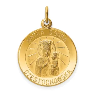 14k Yellow Gold Matka Boska Medal Pendant