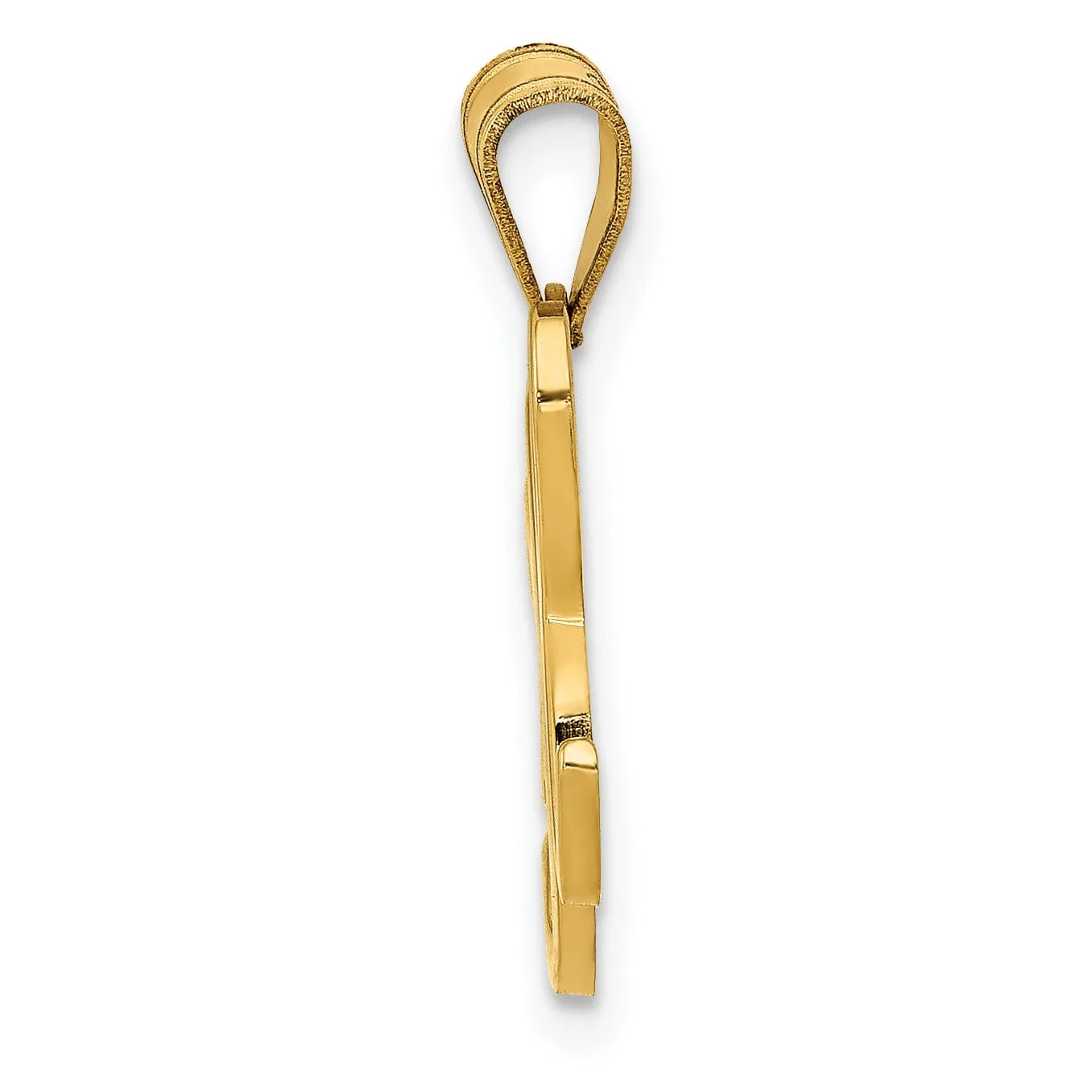14K Yellow Gold Medium Size Script Design Letter H Initial Pendant