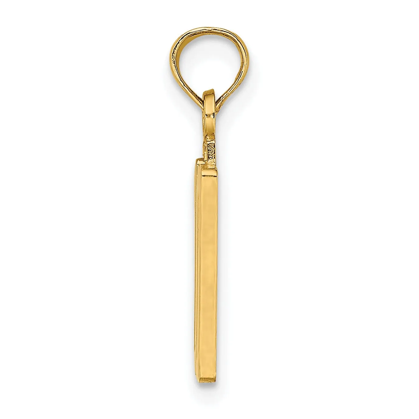 14K Yellow Gold Polished Finished Block Script Design Number 10 Charm Pendant