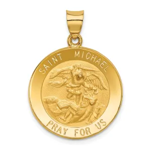 14k Yellow Gold Saint Michael Medal Pendant