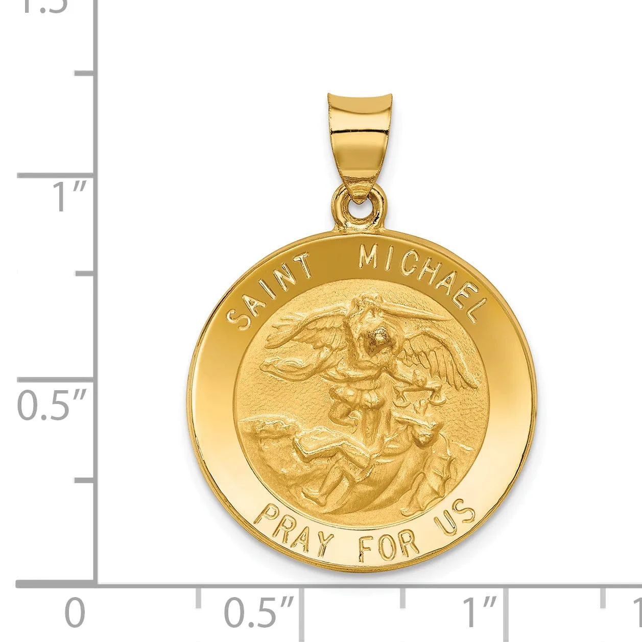 14k Yellow Gold Saint Michael Medal Pendant