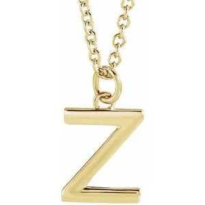 14K Yellow Initial Z Dangle 16" Necklace