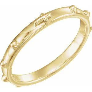 14K Yellow Rosary Ring Size 11