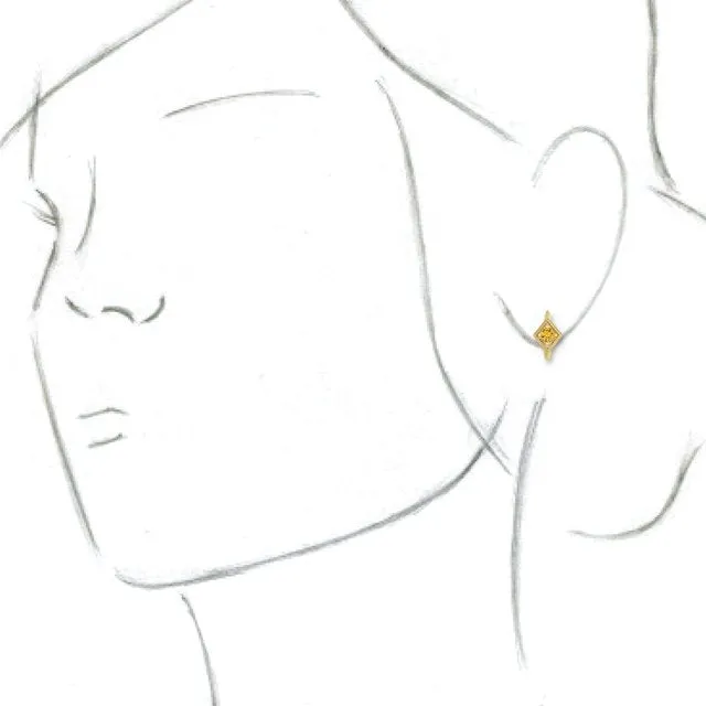 14K Yellow Sapphire Geometric Hoop Earrings