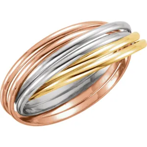 14K Yellow, White & Rose Gold Six-Band Rolling Ring Size 6