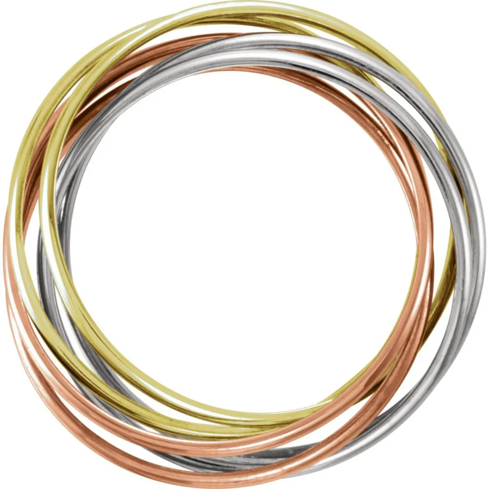 14K Yellow, White & Rose Gold Six-Band Rolling Ring Size 6