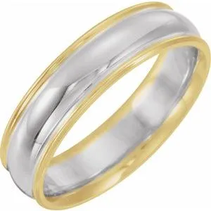 14K Yellow/White/Yellow 6 mm Grooved Band Size 15