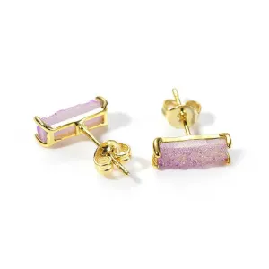 18k Gold Druzy Raw Slice Stud Earrings
