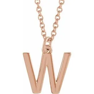 18K Rose Gold-Plated Sterling Silver Initial W  Dangle 16" Necklace