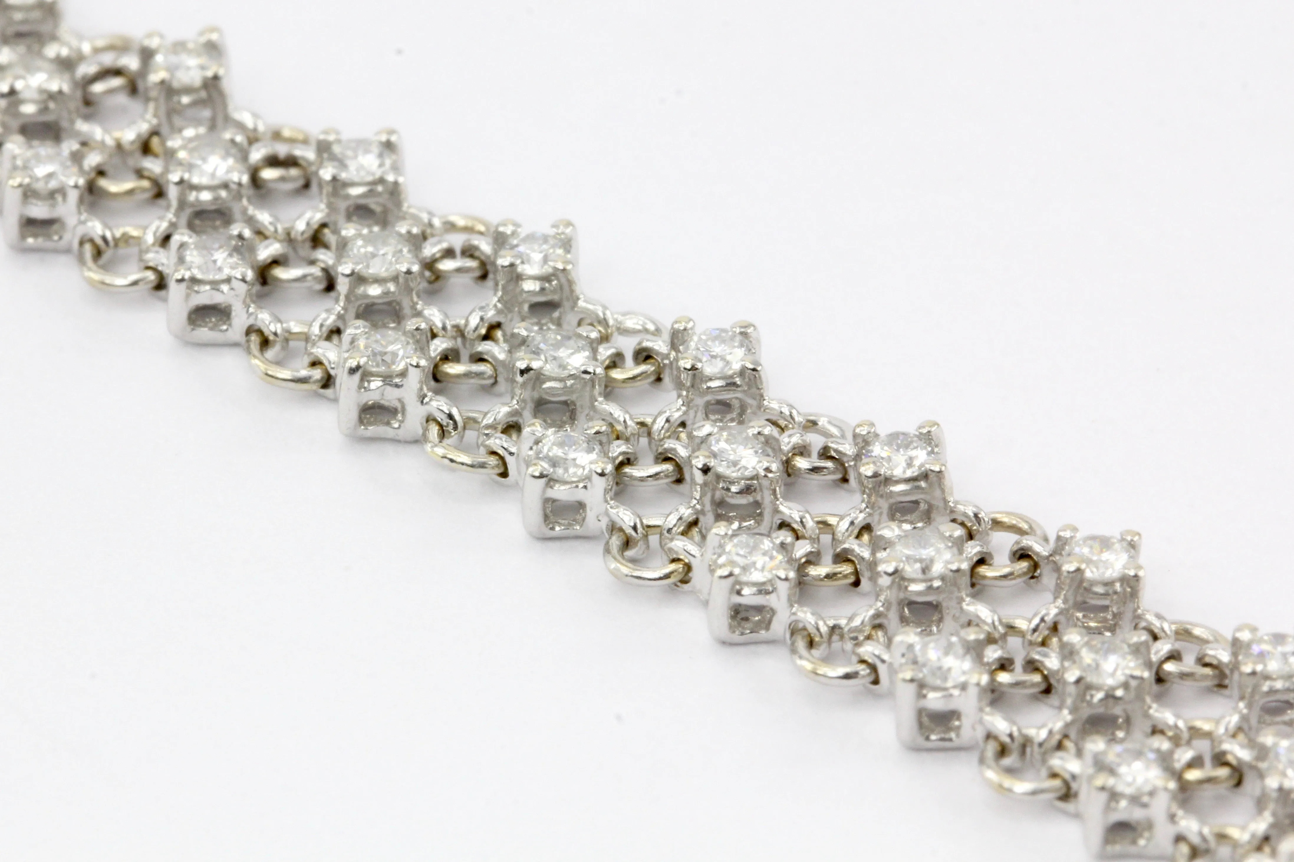18k White gold 2 CTW Diamond Woven Bracelet