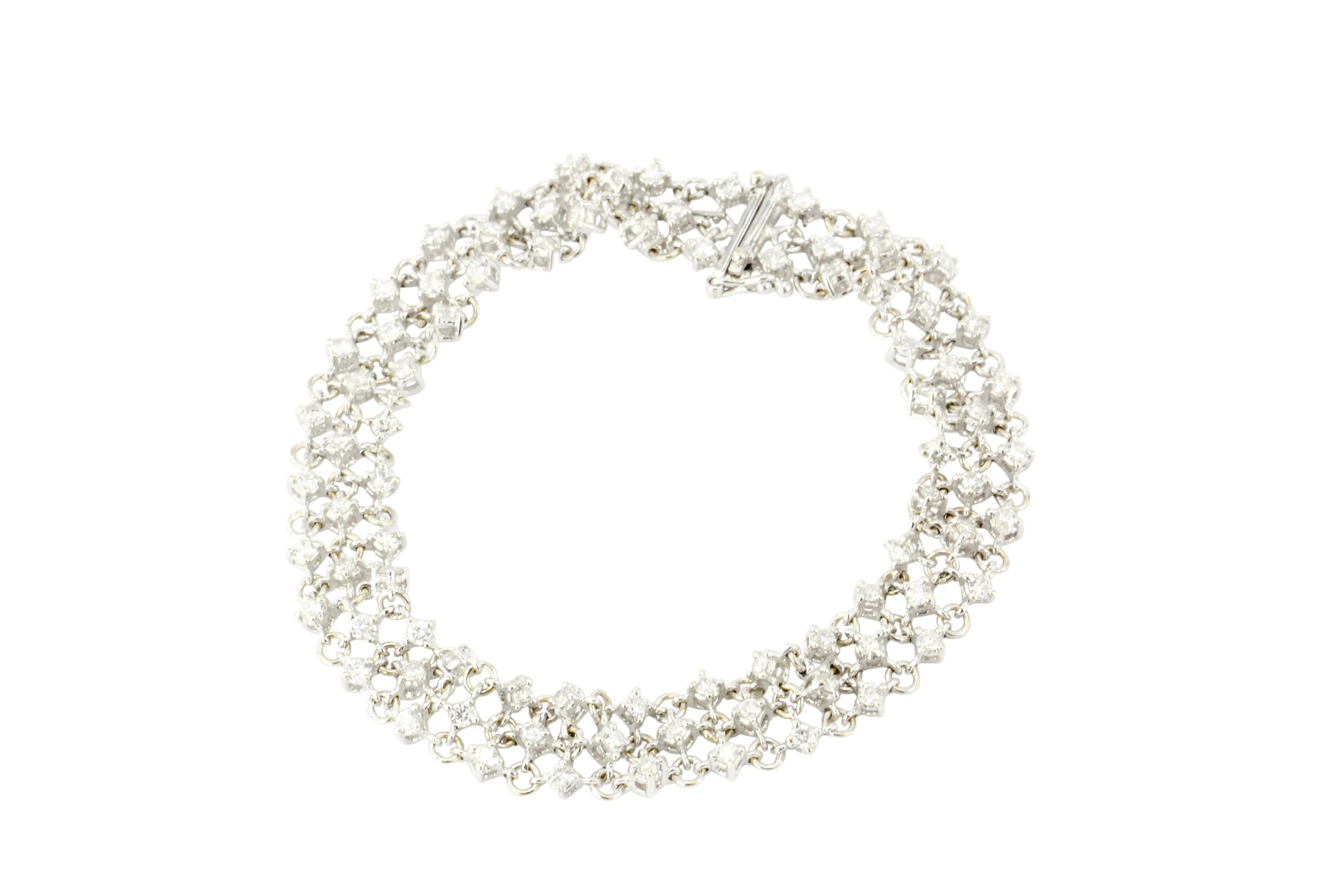 18k White gold 2 CTW Diamond Woven Bracelet