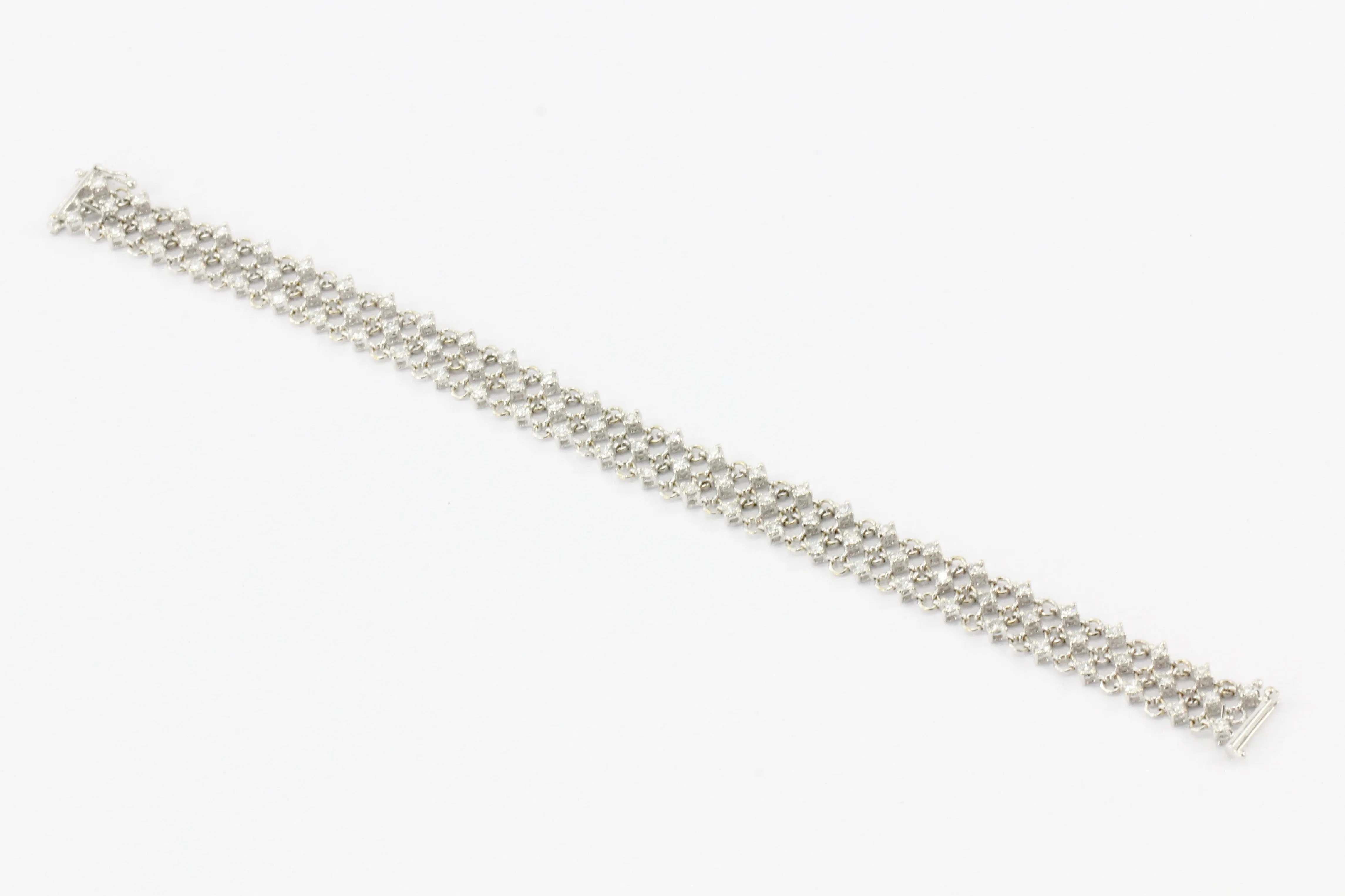 18k White gold 2 CTW Diamond Woven Bracelet