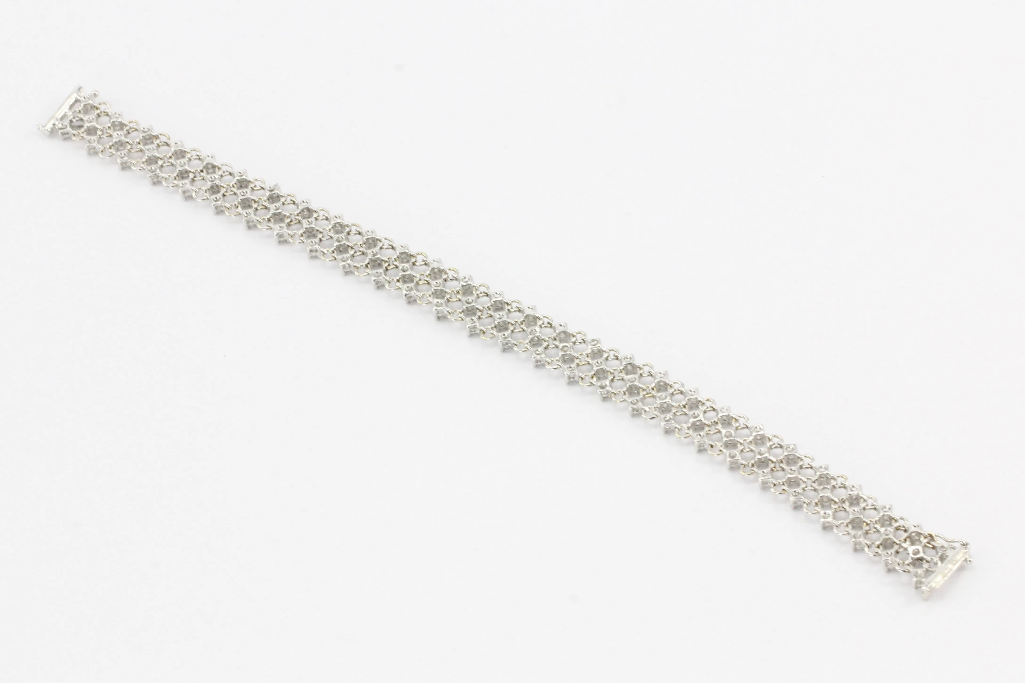 18k White gold 2 CTW Diamond Woven Bracelet