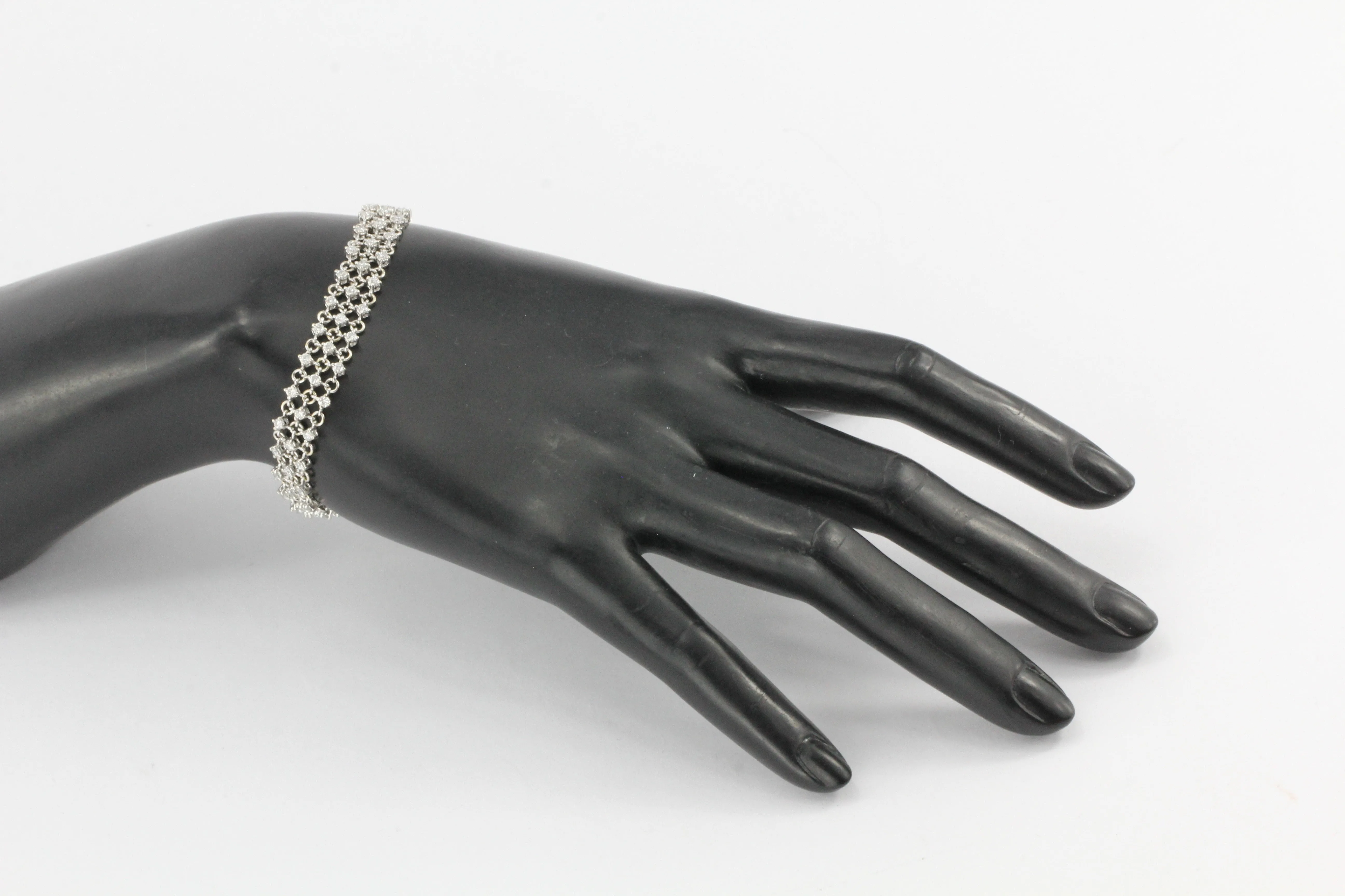 18k White gold 2 CTW Diamond Woven Bracelet