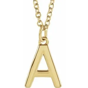 18K Yellow Gold-Plated Sterling Silver Initial A  Dangle 16" Necklace