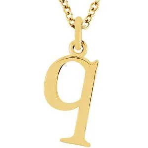 18K Yellow Gold-Plated Sterling Silver Lowercase Initial q 16" Necklace