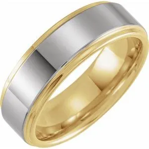 18K Yellow Gold PVD Tungsten 8 mm Flat Edge Band Size 10