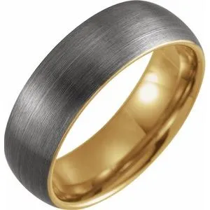 18K Yellow Gold PVD Tungsten 8 mm Half Round Band Size 12 with Satin Finish