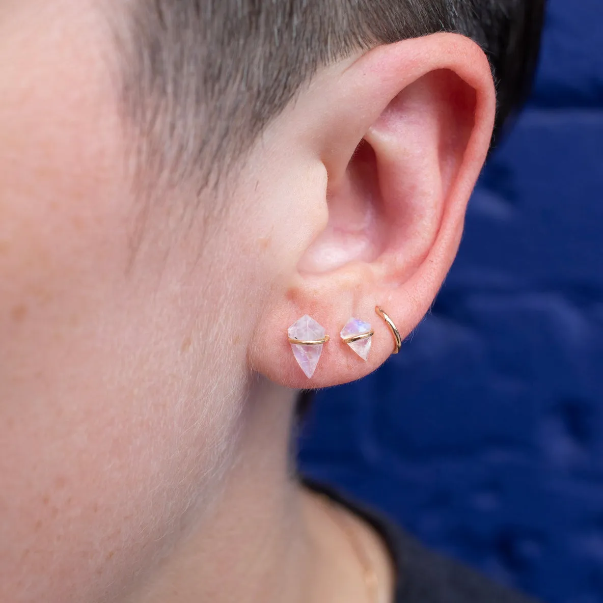 18kt Moonstone Small Kite Studs