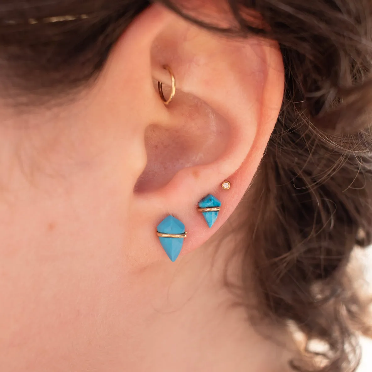 18kt Turquoise Teeny Kite Studs
