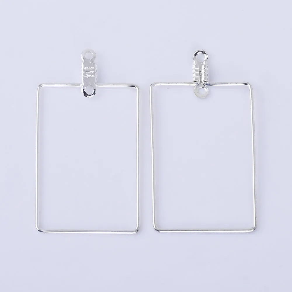 20*30mm Brass Earring Hoops Geometric earrings Rectangle Frame with Center Hanging Ring 20pcs 102526