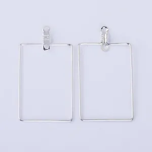 20*30mm Brass Earring Hoops Geometric earrings Rectangle Frame with Center Hanging Ring 20pcs 102526
