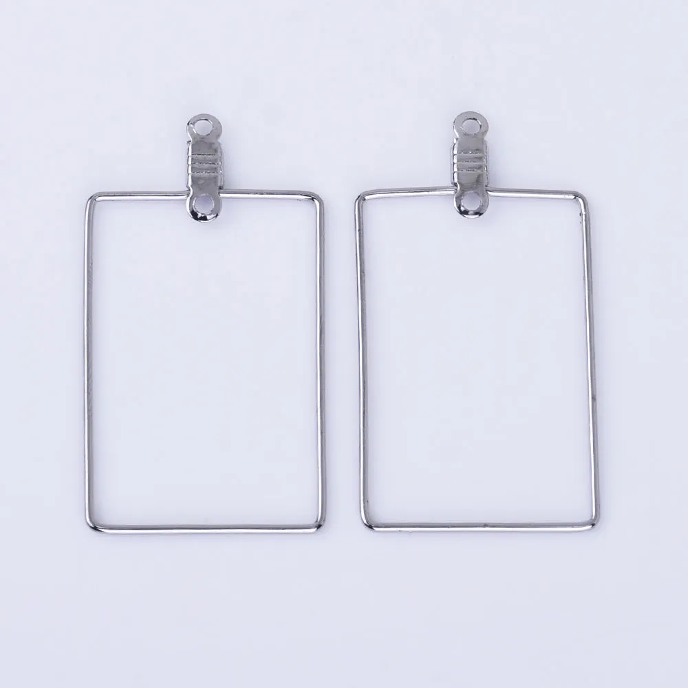 20*30mm Brass Earring Hoops Geometric earrings Rectangle Frame with Center Hanging Ring 20pcs 102526