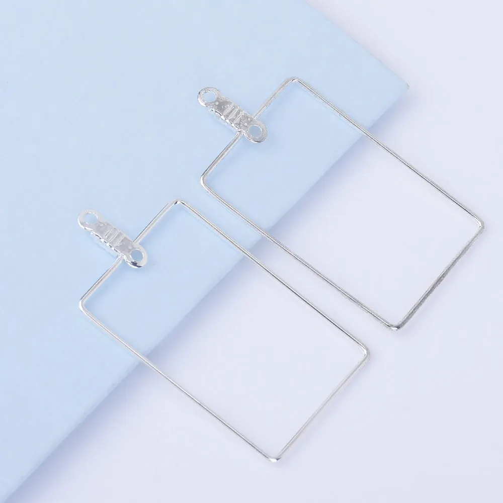 20*30mm Brass Earring Hoops Geometric earrings Rectangle Frame with Center Hanging Ring 20pcs 102526