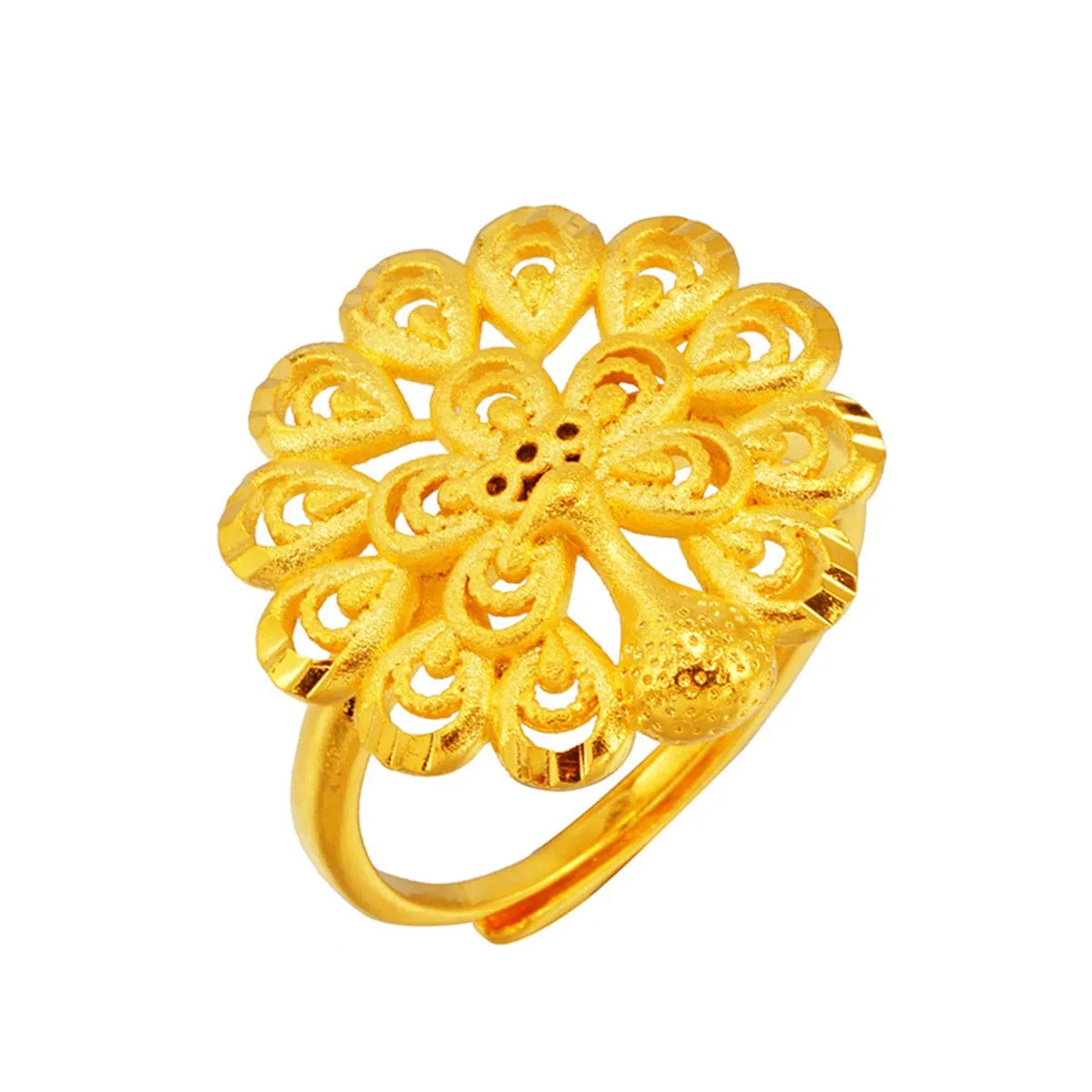 24K Gold-Plated Open Peacock Ring