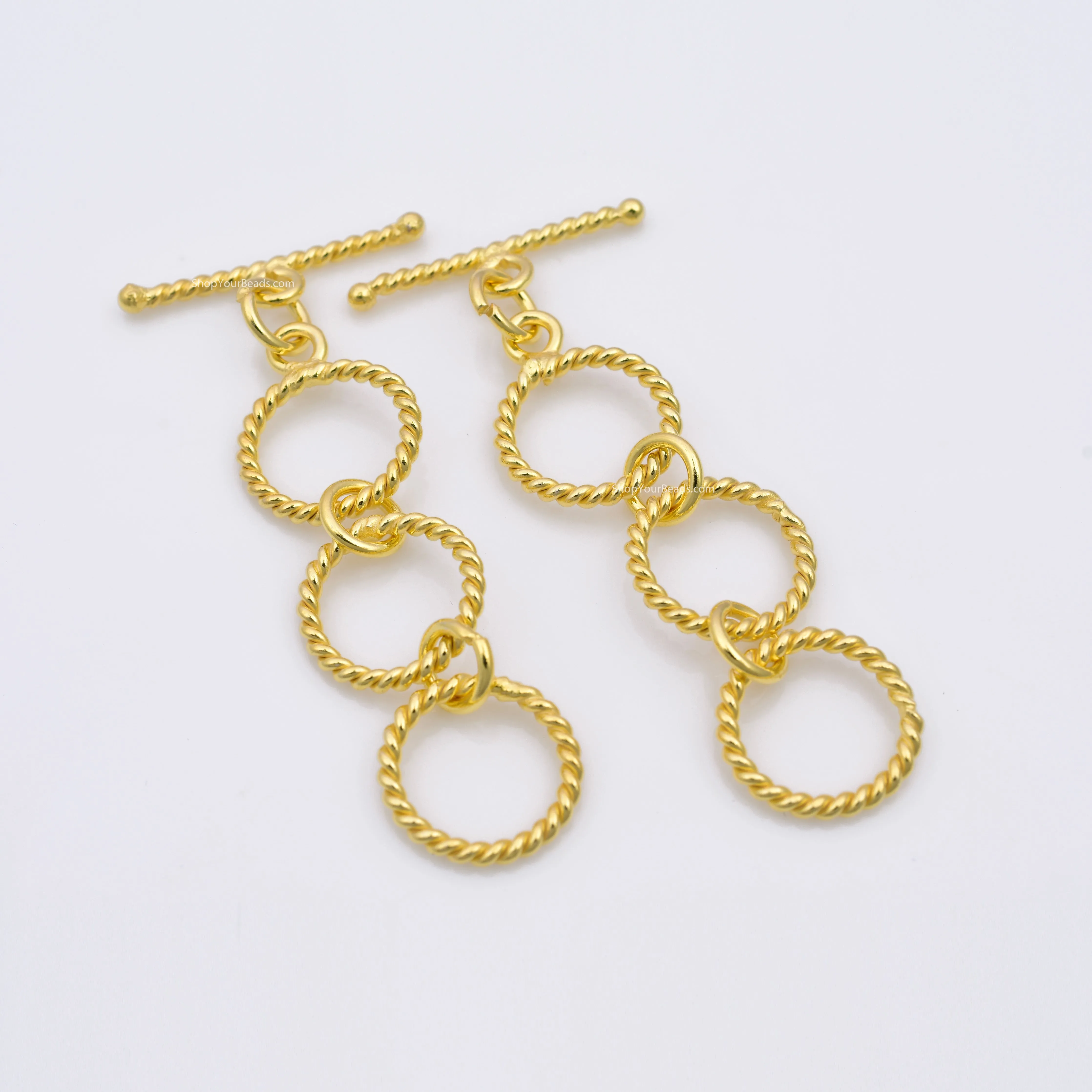 3 Rings Gold Plated Extendable Toggle T Bar Clasps