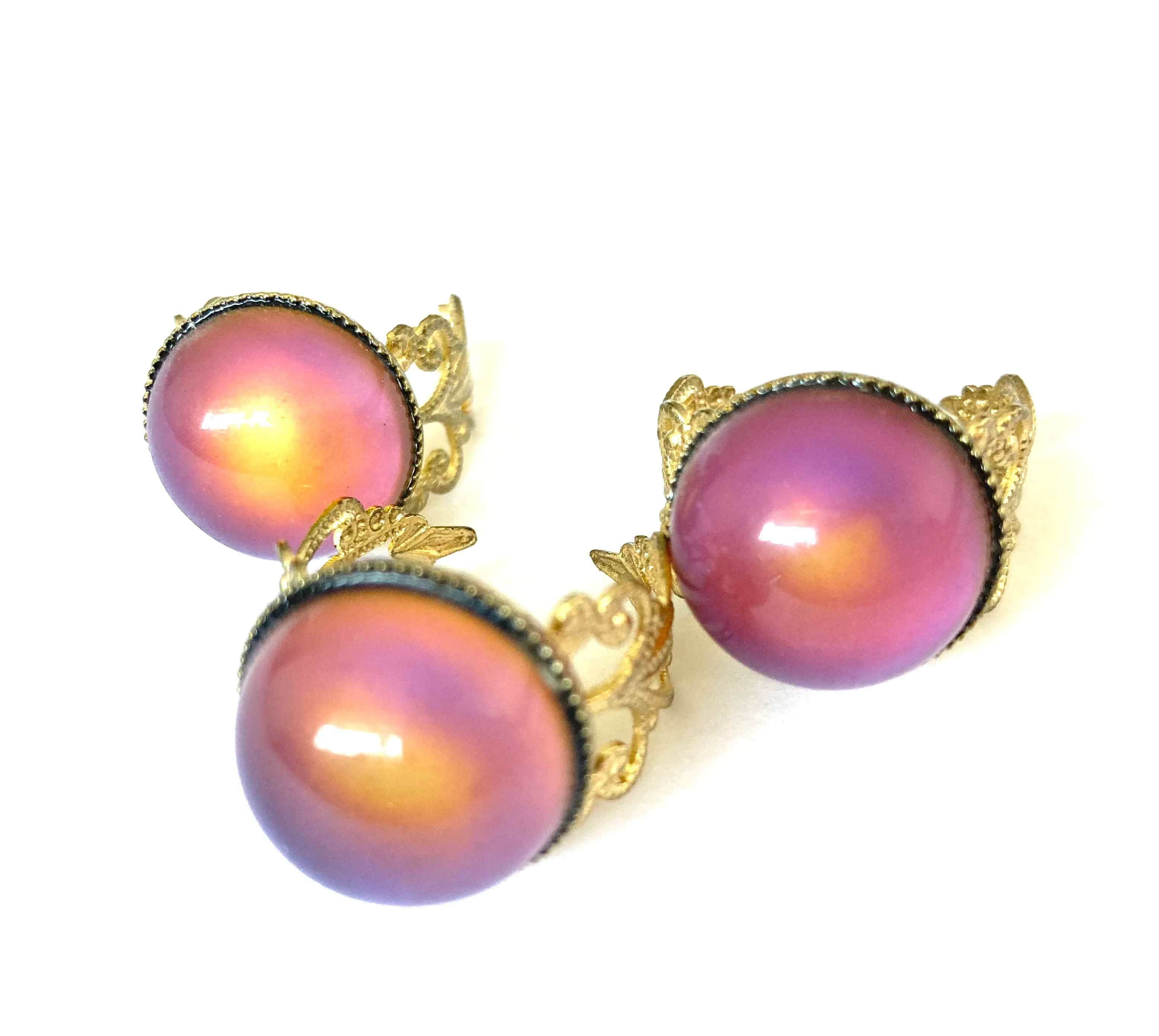 3 x Circular Gold Brass Mood Ring Seconds Outlet