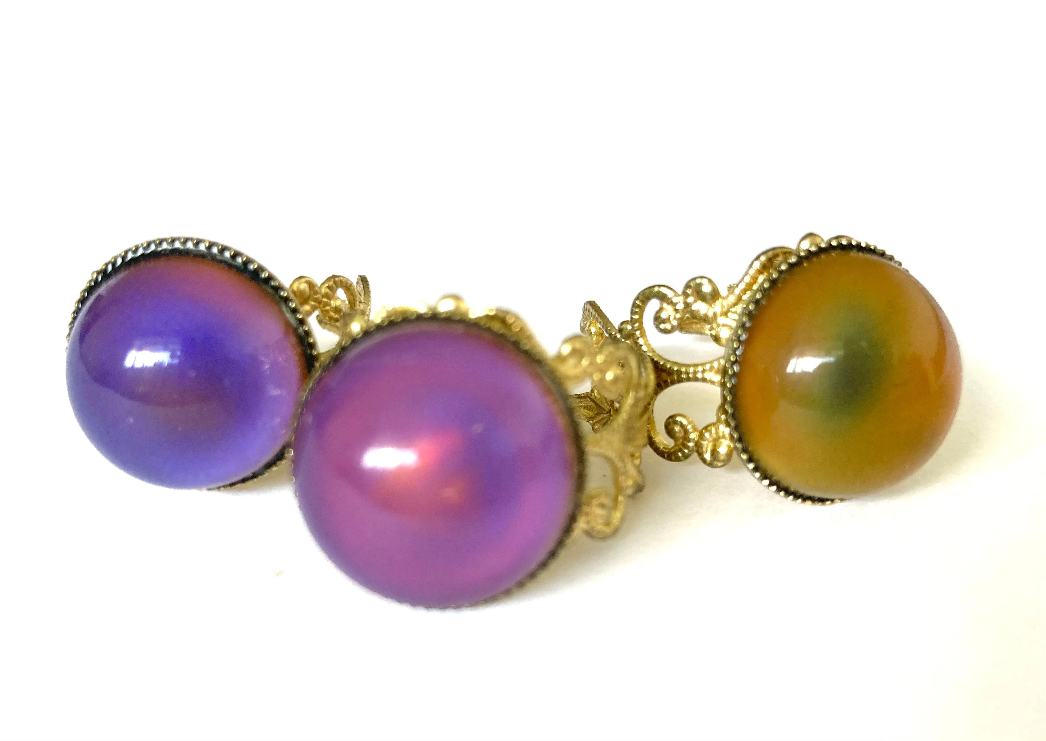 3 x Circular Gold Brass Mood Ring Seconds Outlet