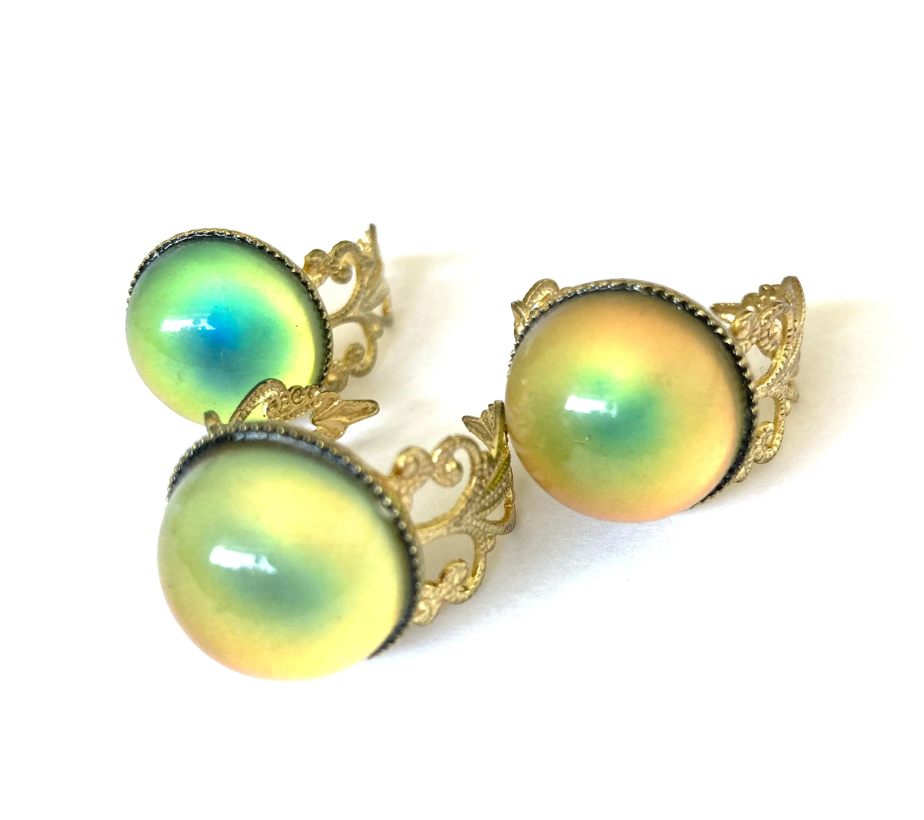 3 x Circular Gold Brass Mood Ring Seconds Outlet