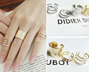 3Pcs/Set Fashion Top Of Finger Over The Midi Tip Finger Above The Knuckle Open Ring 01VW 35P5