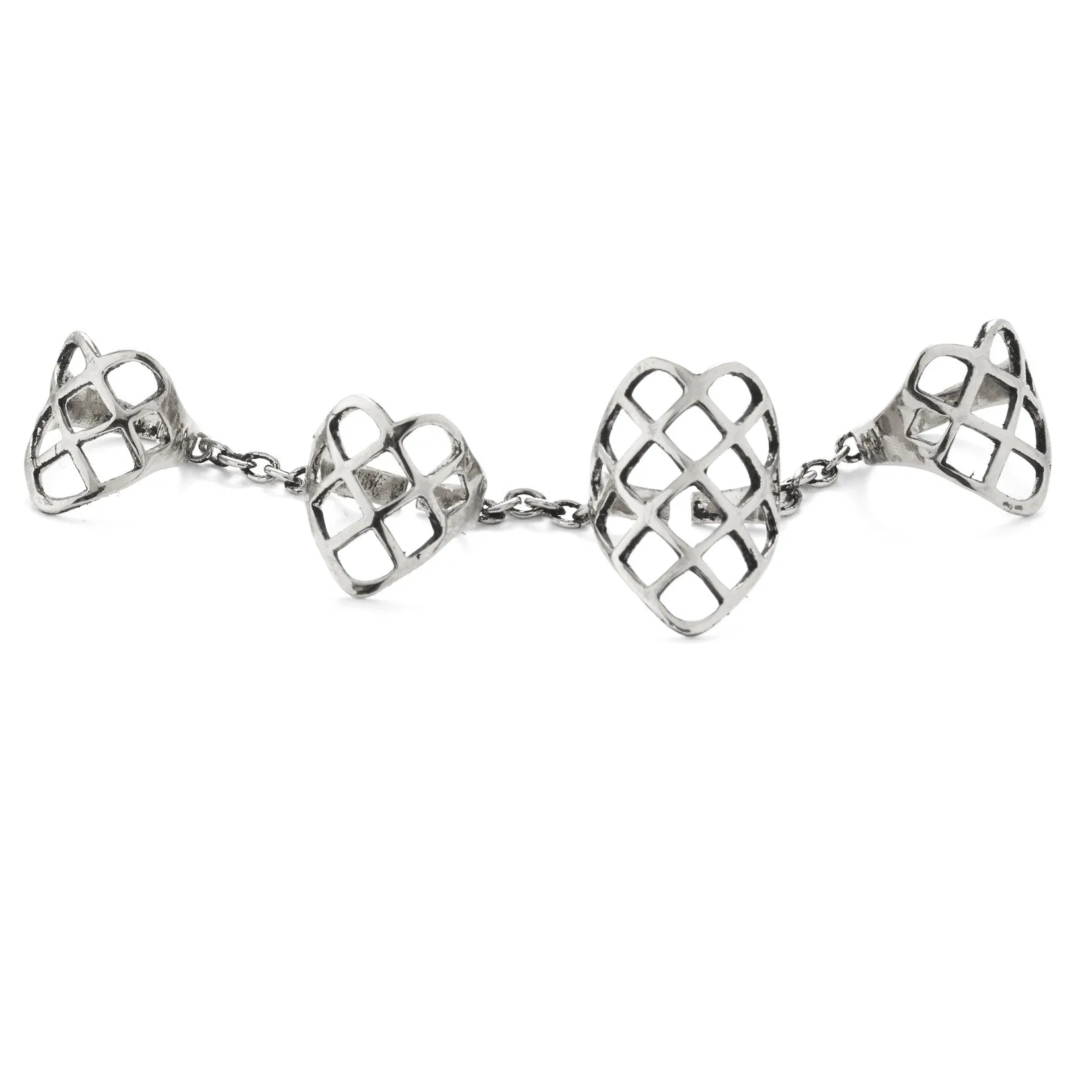 4 Finger Lattice Ring in Silver