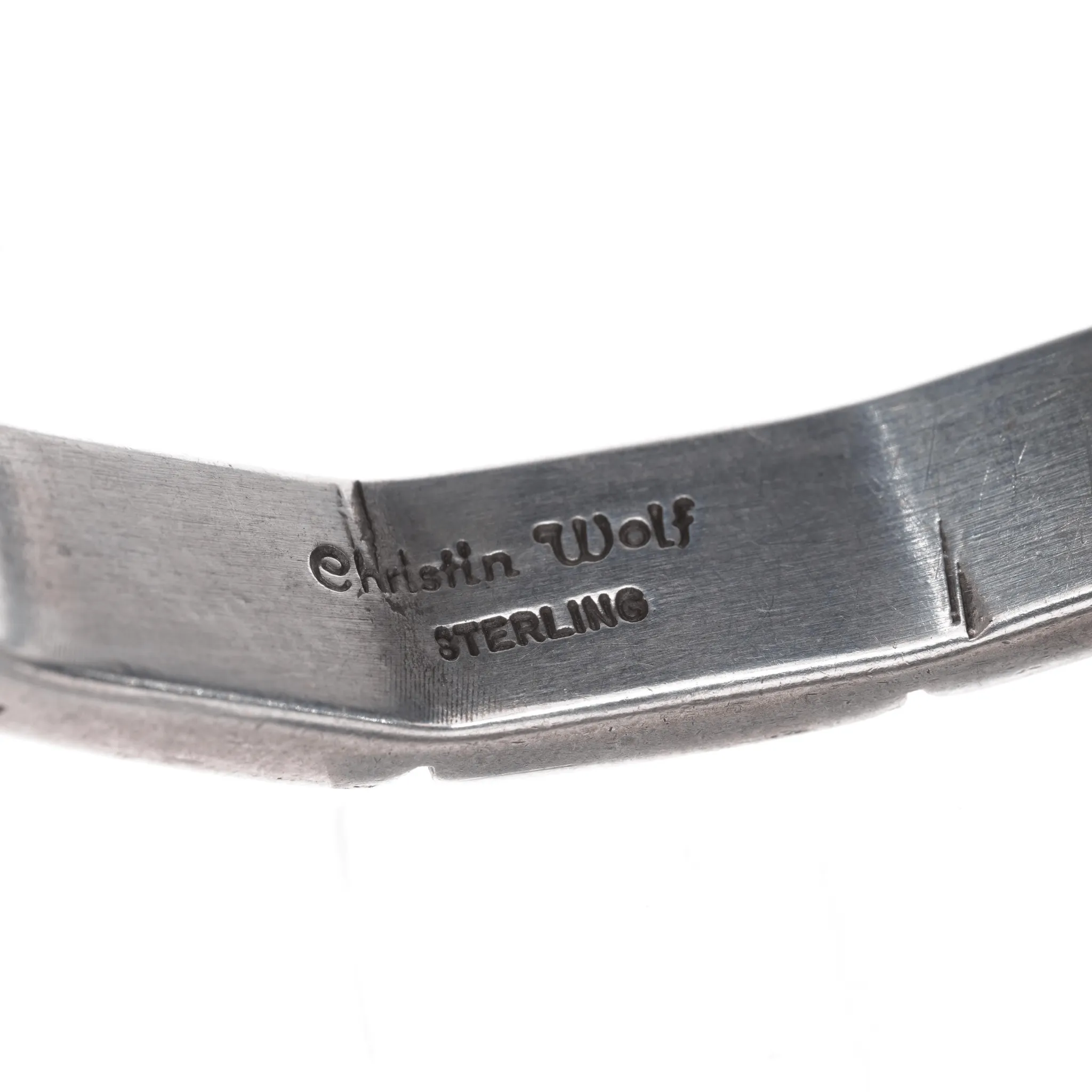 6.75" Christin Wolf thick handmade southwestern sterling cuff bracelet