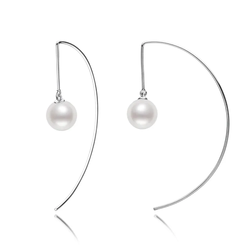 925 Sterling Silver Pearl Geometric Earrings